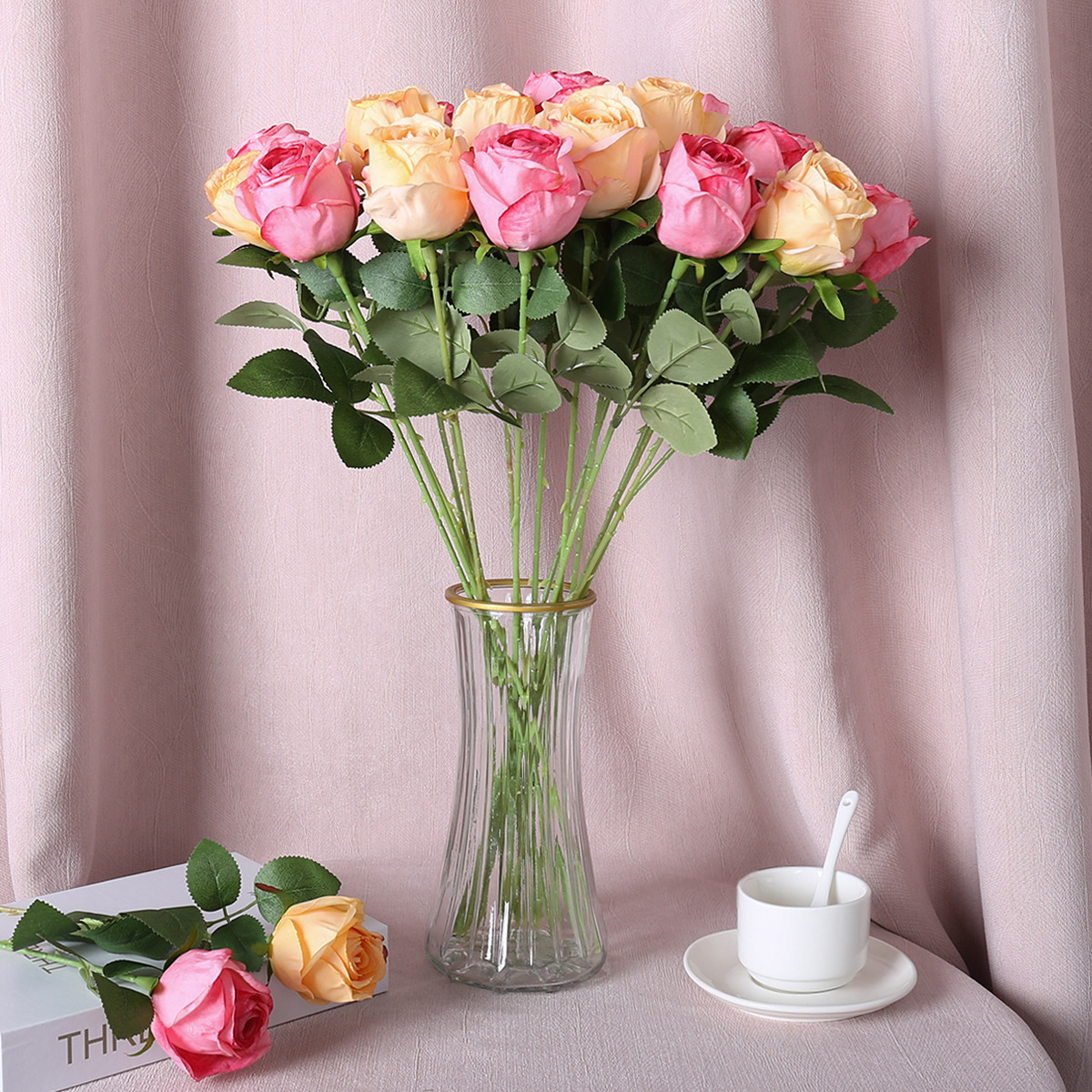 仿真花DIY发饰配件/仿真花/5朵塑膠花/假花/假花批发细节图