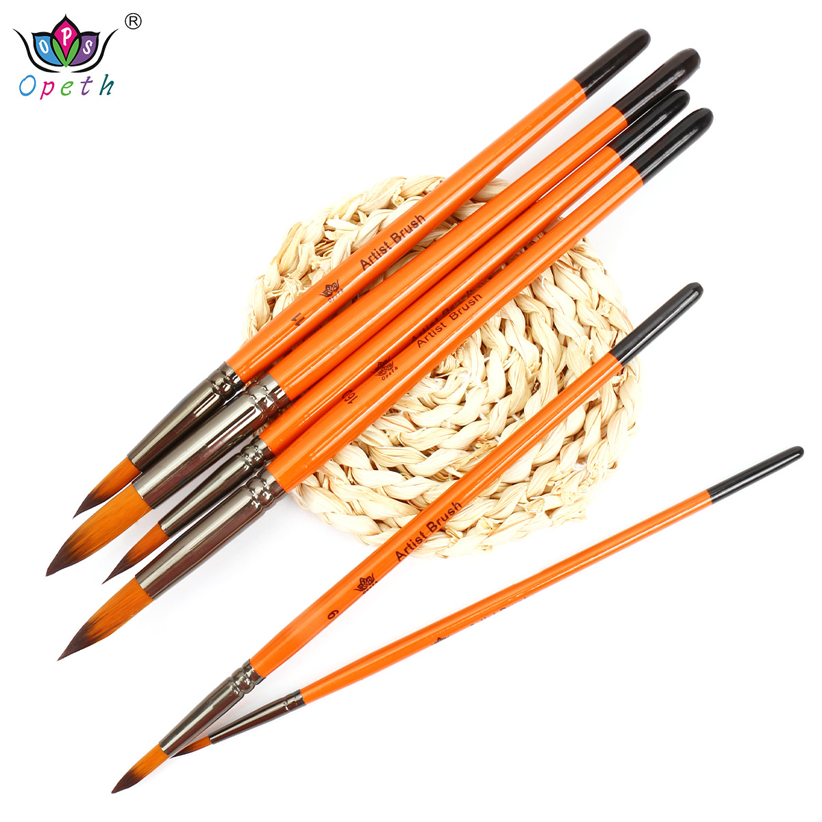 Cross-border single brush, nylon, wool, orange, light pen, round tip, line, gouache, watercolor brush, digital oil brush, professional Specification image