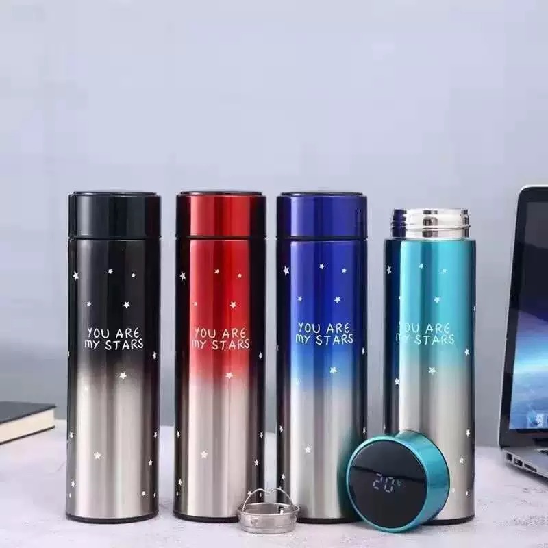 厂家直供 304智能保温杯触摸显示渐变星星温度杯不锈钢商务礼品杯