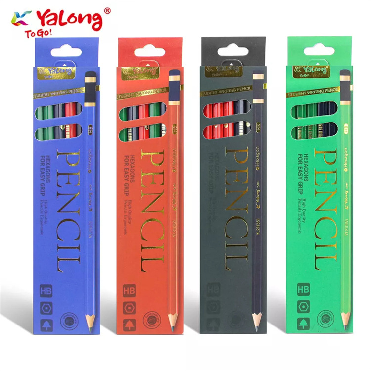 Yalong Classic Design HB Pencil 12-piece set, hexagonal, acceptable LOGO design