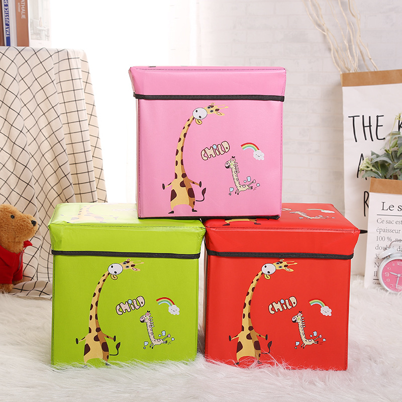 Cross-border bestseller creative storage stool, cartoon shoe-changing stool, laminated waterproof underwear, fabric home goods storage box details Picture