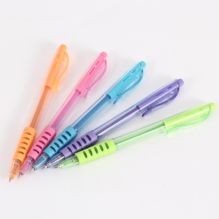 Simple color transparent five-color ballpoint pen stationery set with multiple core ballpoint pens 5771 jumping simple ballpoint pen details Picture