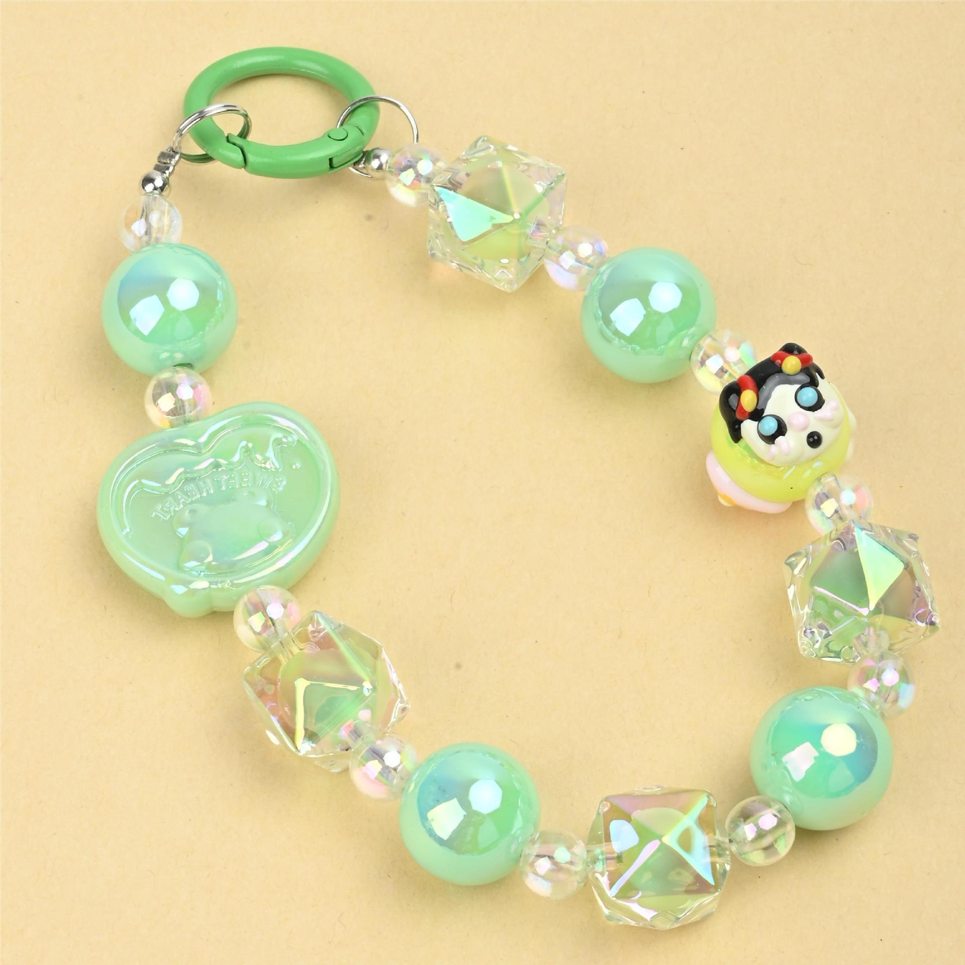 Blind box style bag with dopamine handcrafted beaded mobile phone chains, three strings, and hand-painted beaded pendant dolls details Picture