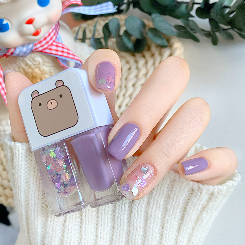 2025 Water-based Glossy Matte Peel-off Twin Star Nail Polish Two-Bottle Set Twin Nail Oil Combination