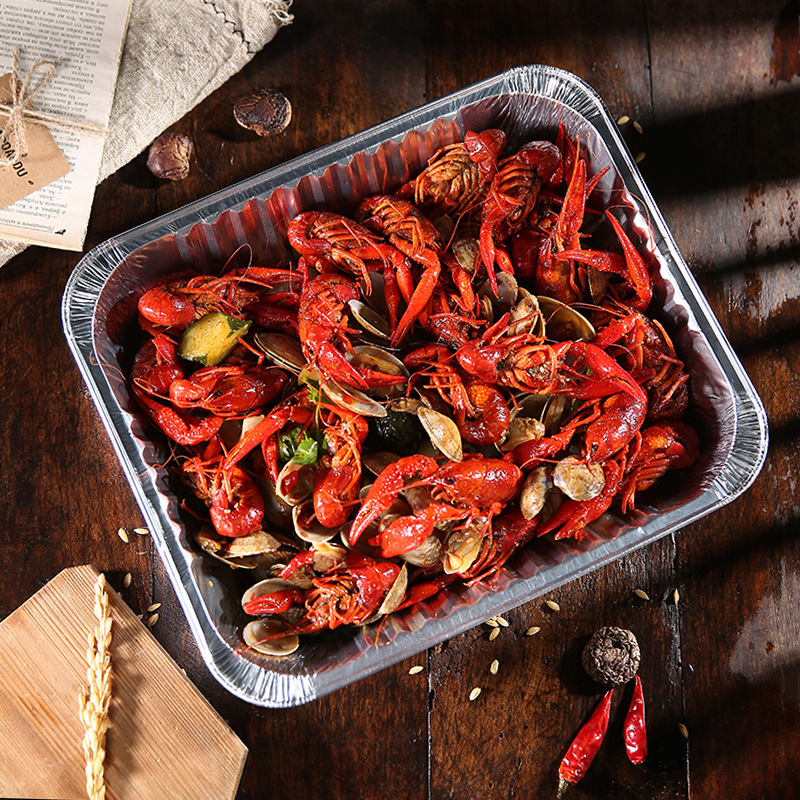 开宝长方形铝箔餐盒烤鱼盘一次性打包餐盒耐高温商用烧烤外卖盘细节图