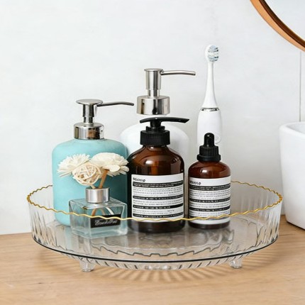 桌面收纳盒梳妆台护肤置物架透明塑料整理高级感透明化妆品收纳盒