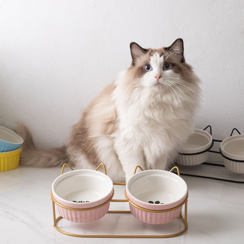 The intelligent cat bowl rack, a pet product, is a special automatic feeder for cats with adjustable height and anti-tipping design
