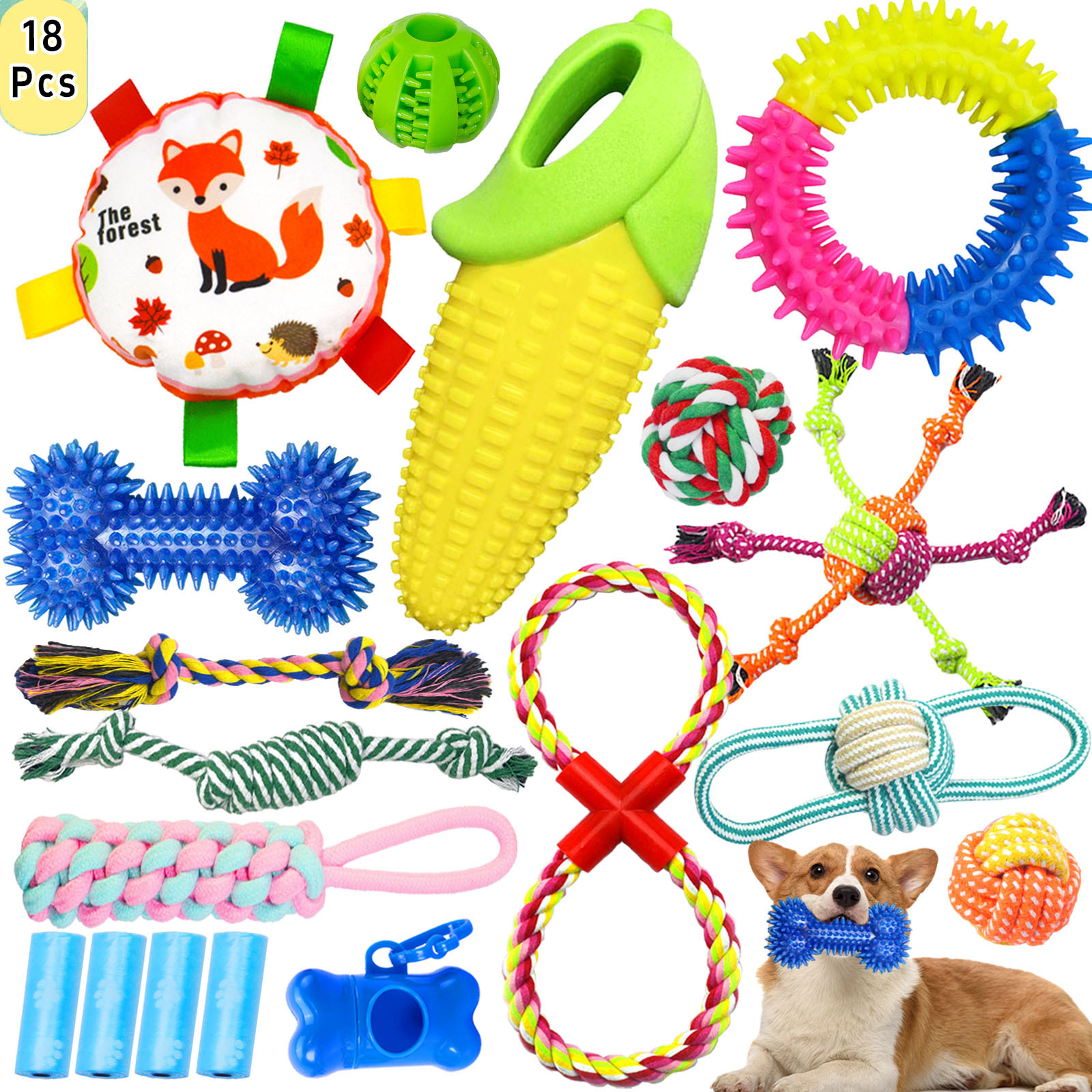 狗狗玩具球耐咬泰迪磨牙棒棉绳球小型犬宠物用品柯基幼犬小狗飞盘