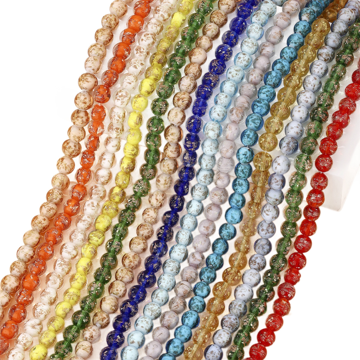 Handmade incense ash, gold sand and glass beads DIY bracelet, necklace accessory, retro ethnic style loose beads and string beads material Item Picture