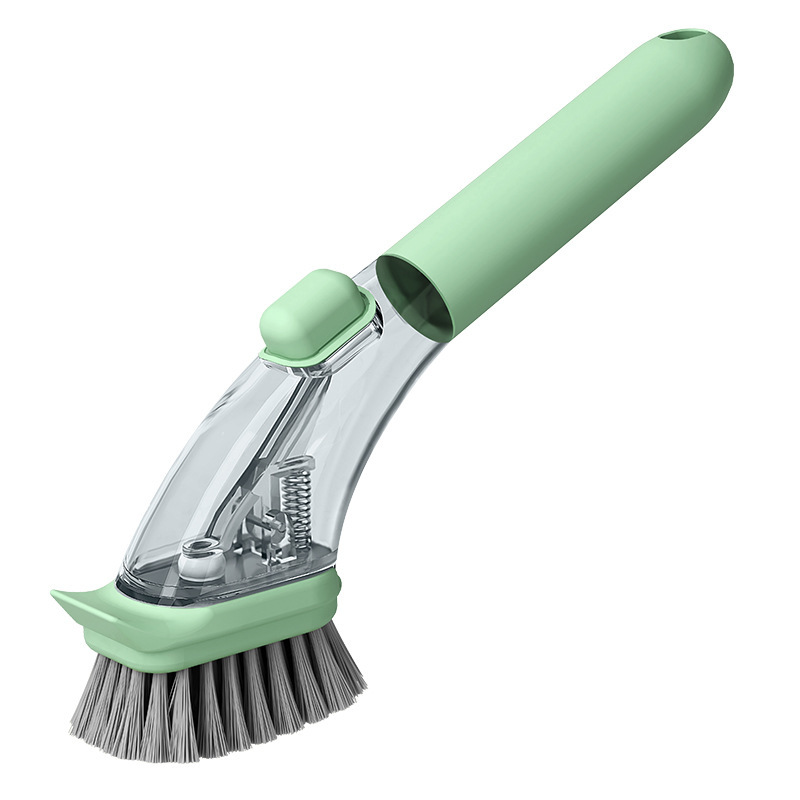 Long-handled pot brush, automatic liquid addition, dishwashing brush, kitchen and household pot washing brush, steel wire pet cleaning brush Item Picture