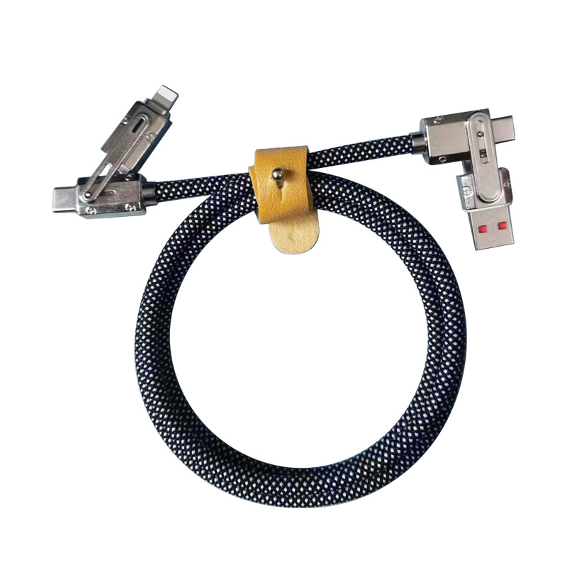 Cross border dos remolques dos trenzas línea de datos aleación de zinc cuatro en uno con luz indicadora máquina de carga súper rápida línea de pasajeros Item Picture