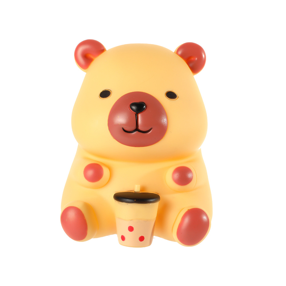 Creative new Kapi Bara night light, cute milk tea bear capybara figurine, bedside ambient light, glowing toy Item Picture