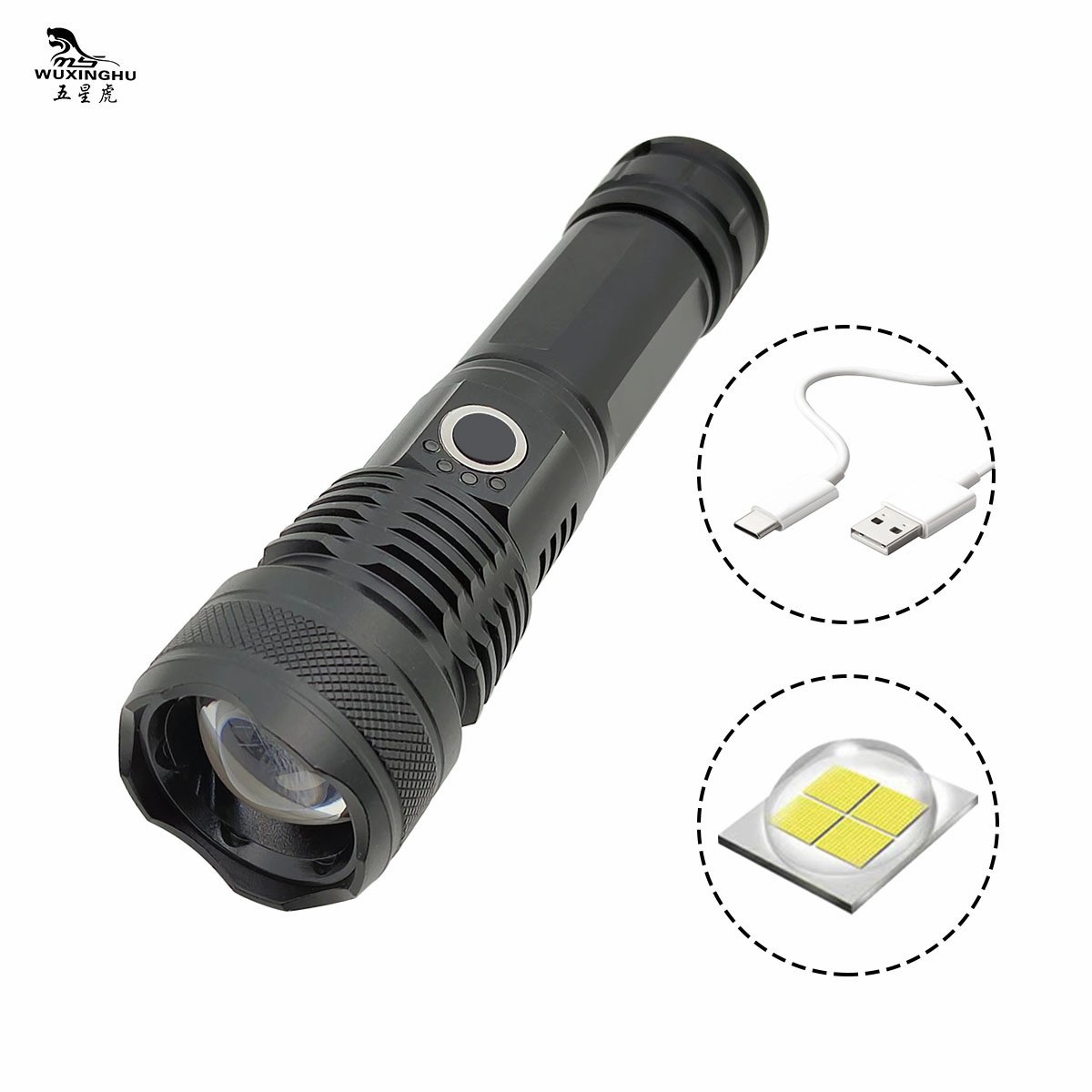 手电筒/跨境新款强光手电/玩具电筒/户外登山手电筒/手电筒照明灯白底实物图