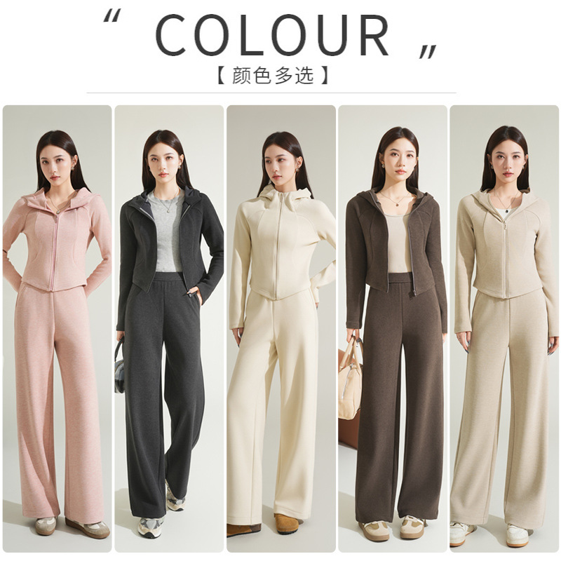 Cashmere and silk sports sweatshirt set for women, winter thickened with fleece and hooded casual set for women, windproof and warm for autumn and winter Application Scenario