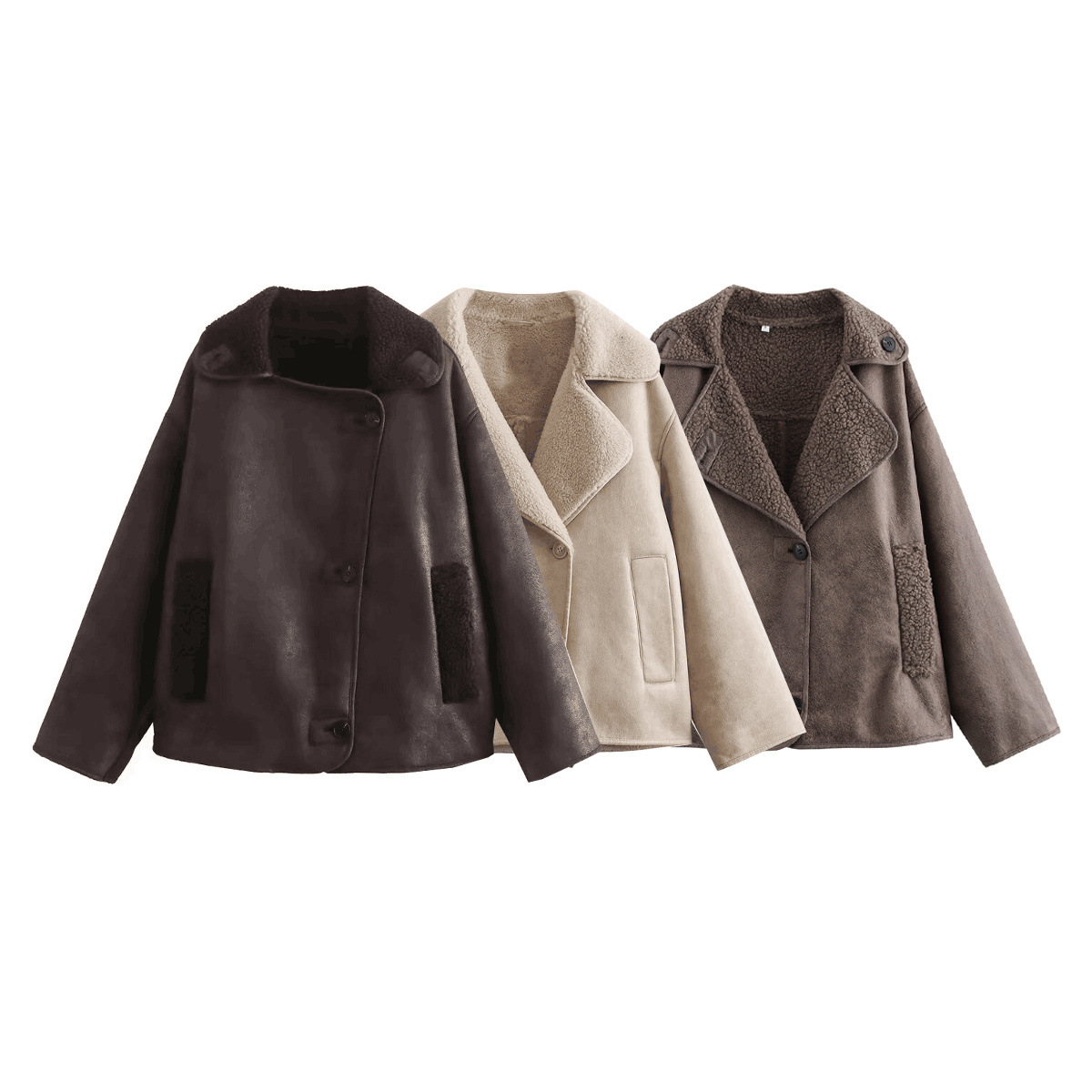 Amazon Cross-border Wholesale 2024 Autumn/Winter European and American style lapel double-sided jacket coat 3548/043