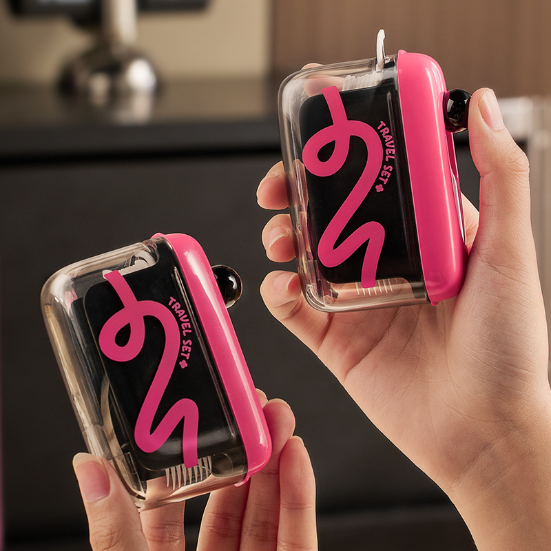 【玫红世家】便携牙线盒自动弹出牙线收纳盒按压式清洁牙缝剔牙线