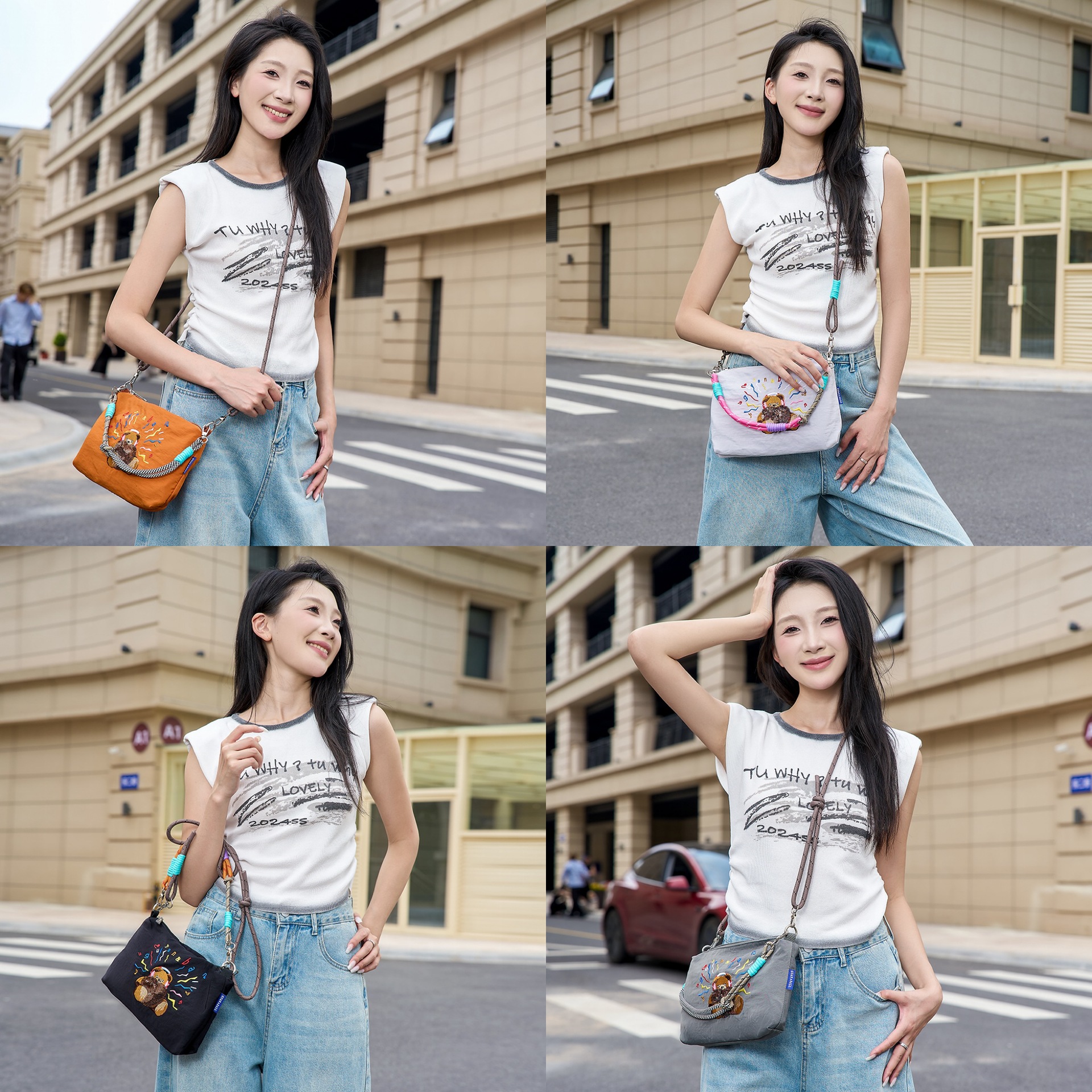 夏季新款日系刺绣防水单肩包小众设计百搭通勤大容量休闲斜挎包女