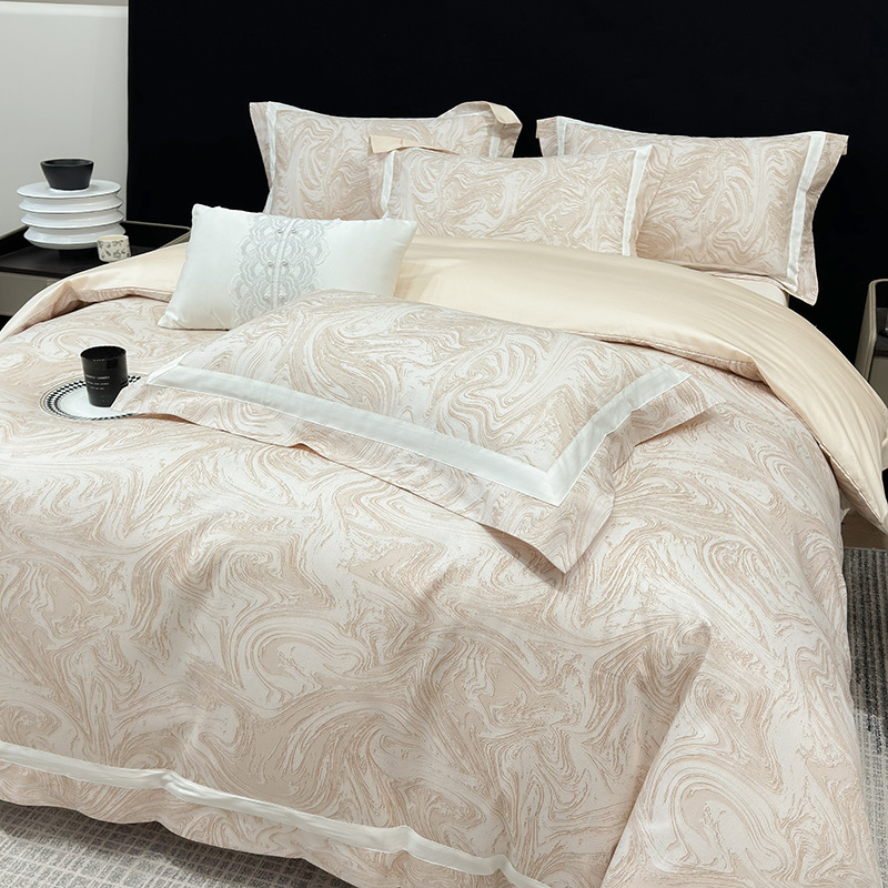 240-count all-cotton long-staple cotton four-piece set, Class A baby and mother grade bed sheet, quilt cover and bed hat style set, winter milk fleece