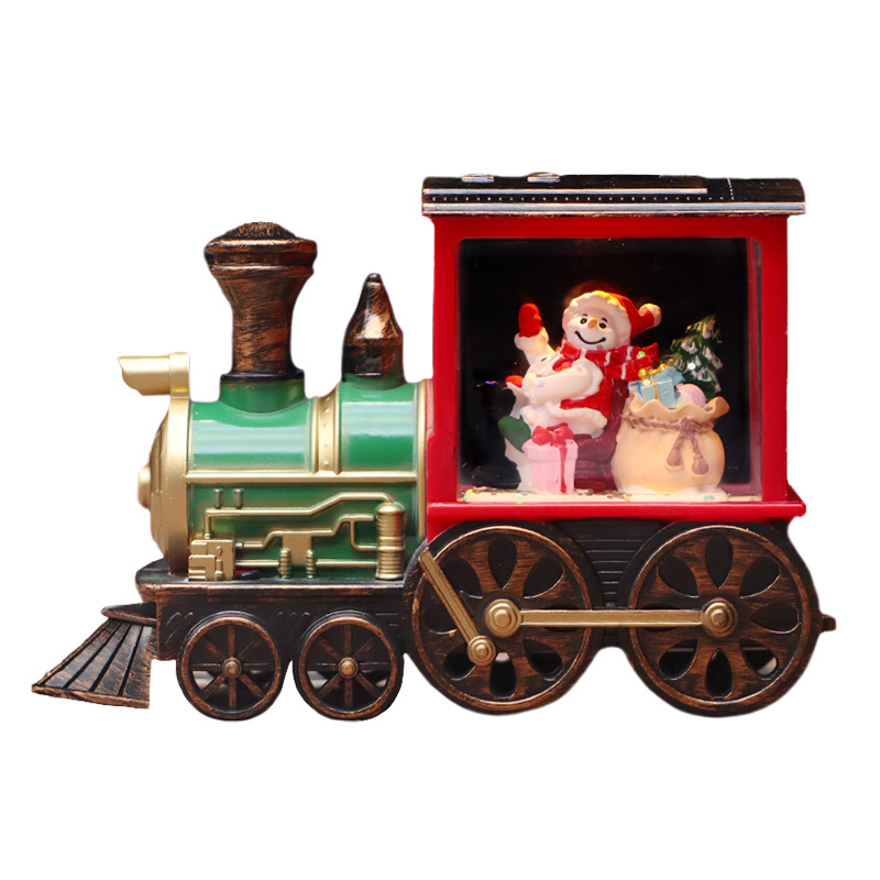 Retro-colored Christmas train music box, creative Santa Claus luminous figurine for giving gifts, exquisite small gifts Item Picture