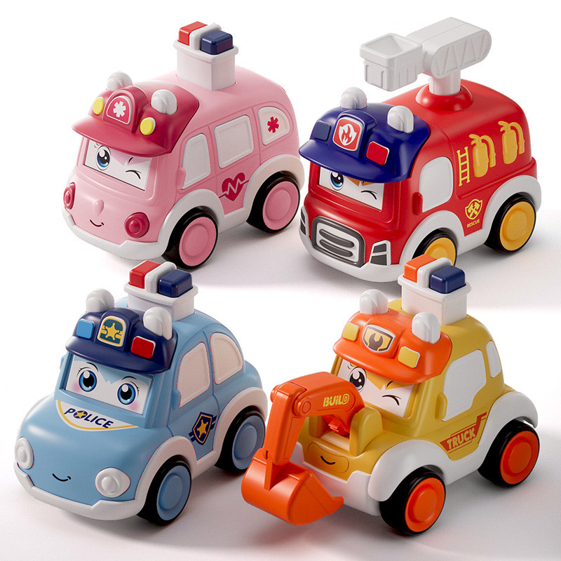 Q-cute children press inertial rebound force car, ambulance, police car model cartoon sliding mini toy, educational Item Picture