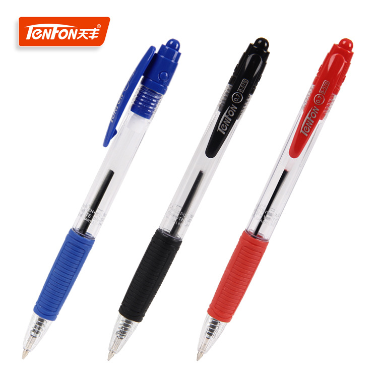 Plastic ballpoint pens, transparent red, blue and black oil 0.7 ballpoint pens, 578 ballpoint pens wholesale, 48 pieces per box thumbnail