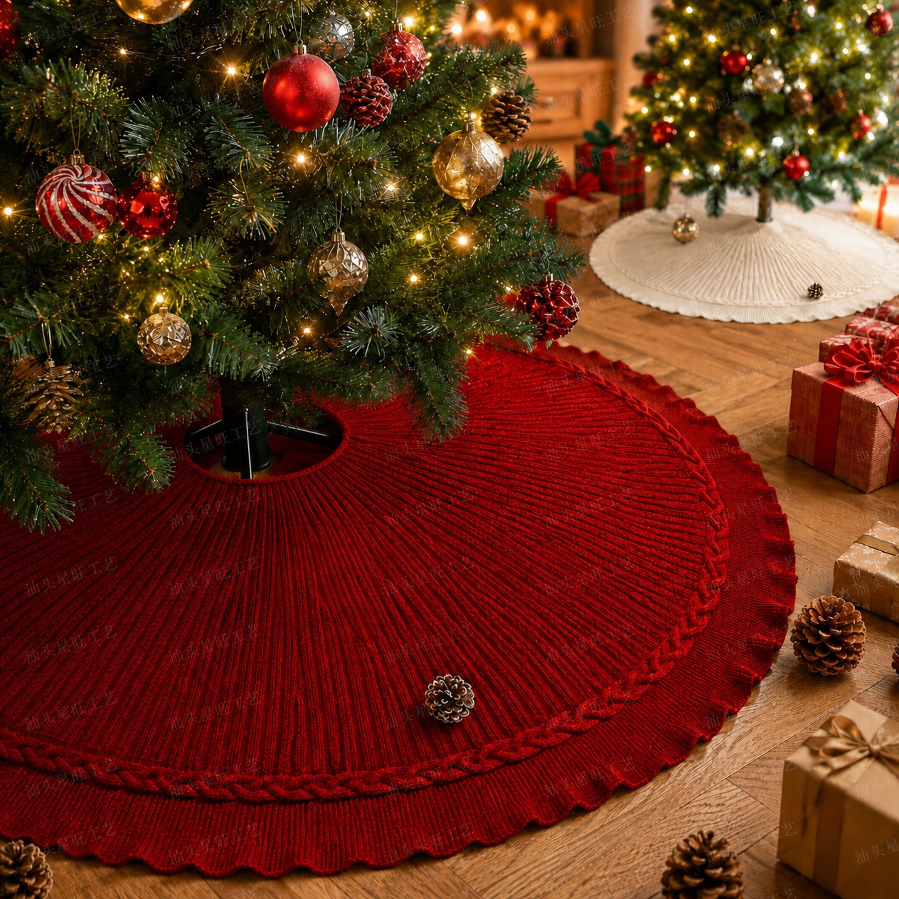 Merry Christmas! Christmas tree dress, knitted round star-shaped decoration, Christmas hat, Christmas wreath, Christmas ball pendant, Christmas decorations details Picture