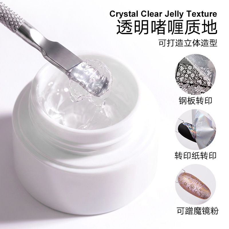 shanilak's new 3D transfer glue for nail art is specially designed for steel plate cellophane, featuring rapid transfer, high adhesion and long-lasting nail art performance. Customized details Picture