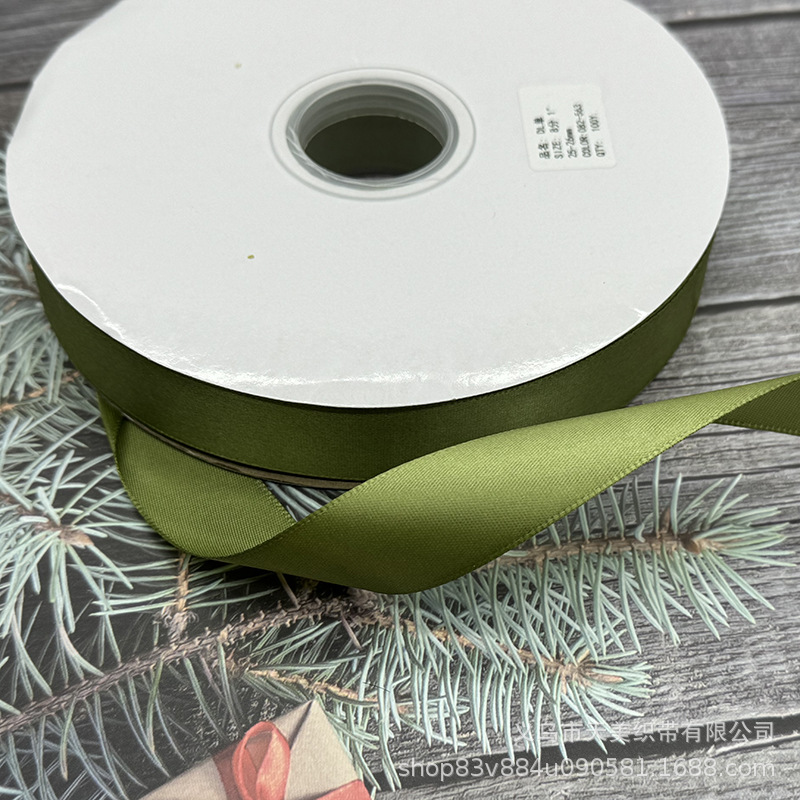 0.6-5M matcha green ribbon handbag souvenir DIY hand-woven olive green ribbon 1CM encrypted polyester Specification image