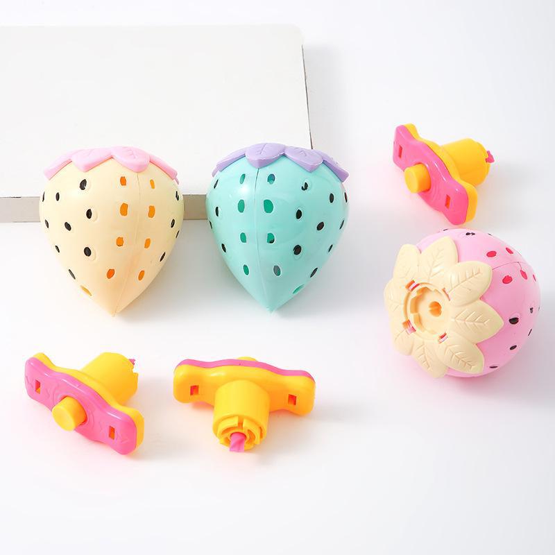Strawberry luminous rotating gyroscope, bright light emission, high-speed gyroscope, ejection gyroscope, nostalgic student gift, children's toy details Picture