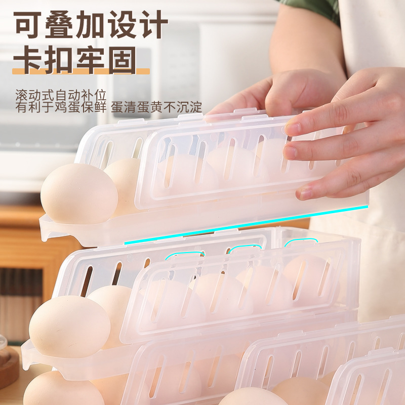 Cross-border refrigerator, egg storage box, egg roller, kitchen, food storage basket, household, foldable, home Application Scenario