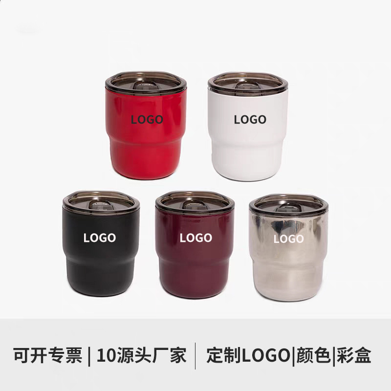 Xiaohongshu InS-style high-appearation-level coffee cup with lid, outdoor camping travel cup, cross-border 304 stainless steel coffee cup Specification image
