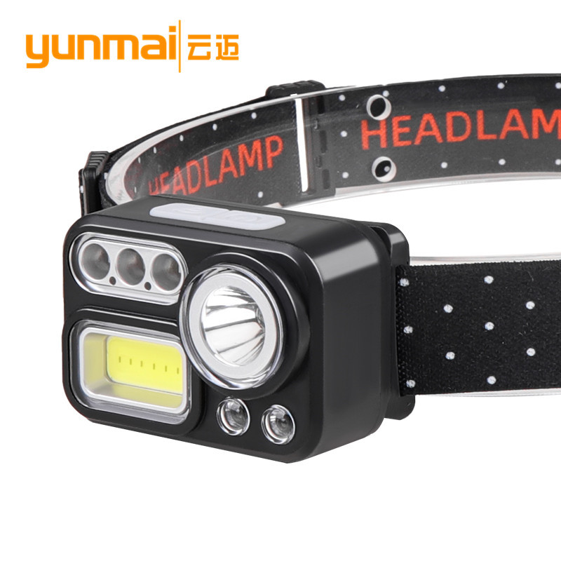Cross-border XPE+COB headlamp with built-in battery TYPE-C charging lightweight headlamp, four-source sensor headlamp