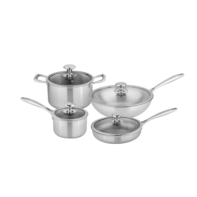 Lanuo pure titanium pot, titanium stir-frying pot, frying pot, milk pot, soup pot, uncoated flat pan, non-stick pan, complete kitchenware set Item Picture