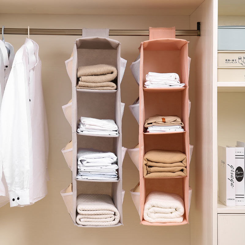 Wardrobe storage hanging bag, three-dimensional hanging multi-functional bag, clothing storage bag, fabric underwear organizing hanging bag