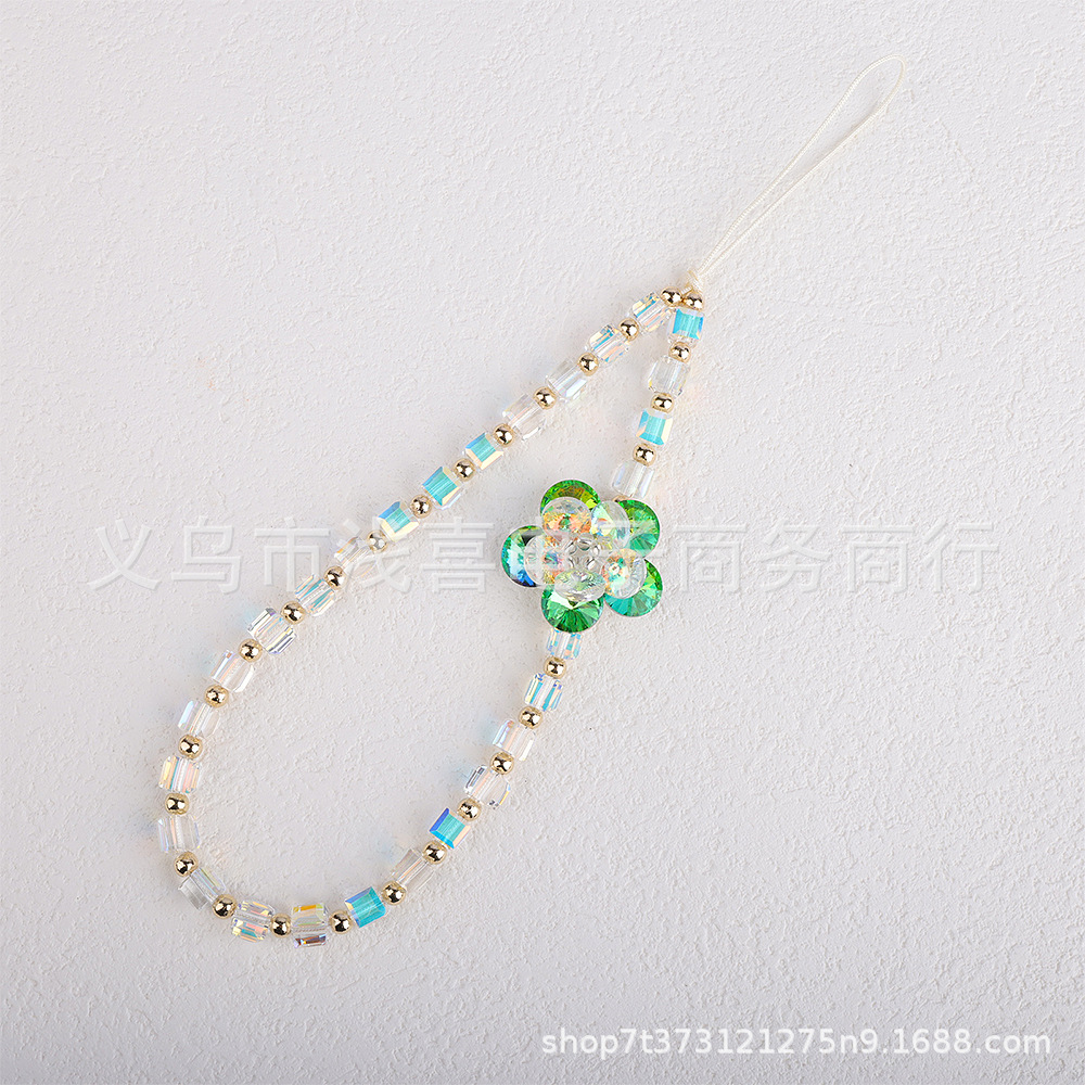 2024 Chinese-style new Chinese-style crystal lotus flower mobile phone chain, beaded chain, tulip mobile phone lanyard chain Specification image