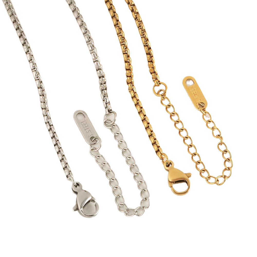 Cross-border new best-selling square pearl chain pendant, simple and versatile stainless steel DIY necklace Item Picture