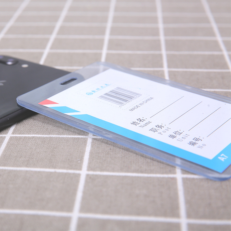Jinwang genuino A7/B7 doble cara transparente tarjeta de personal de autobús cubierta de goma dura tarjeta de trabajo de campus de exposición tarjeta dura de pvc Specification image