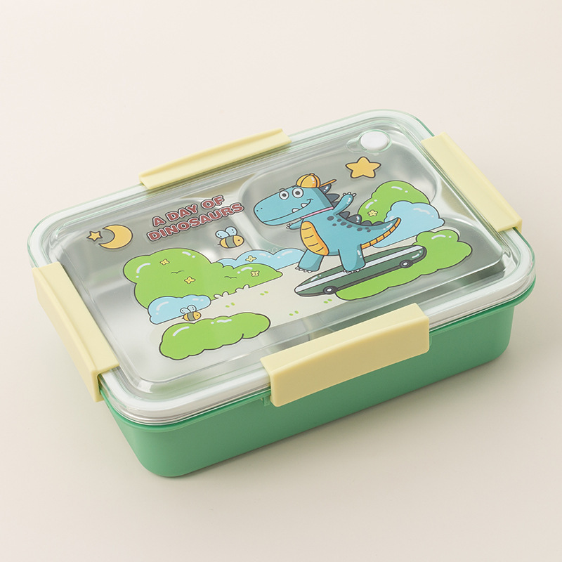 304 stainless steel anti-odor-mixing compartments lunch box, cartoon-sealed takeout, student and office worker insulated food-grade lunch box Item Picture
