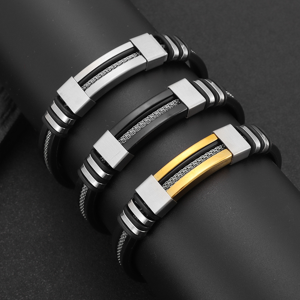 Amazon's best-selling new minimalist and trendy titanium steel bracelet for men, temu cross-border supply manufacturer wholesale bracelets and bands details Picture