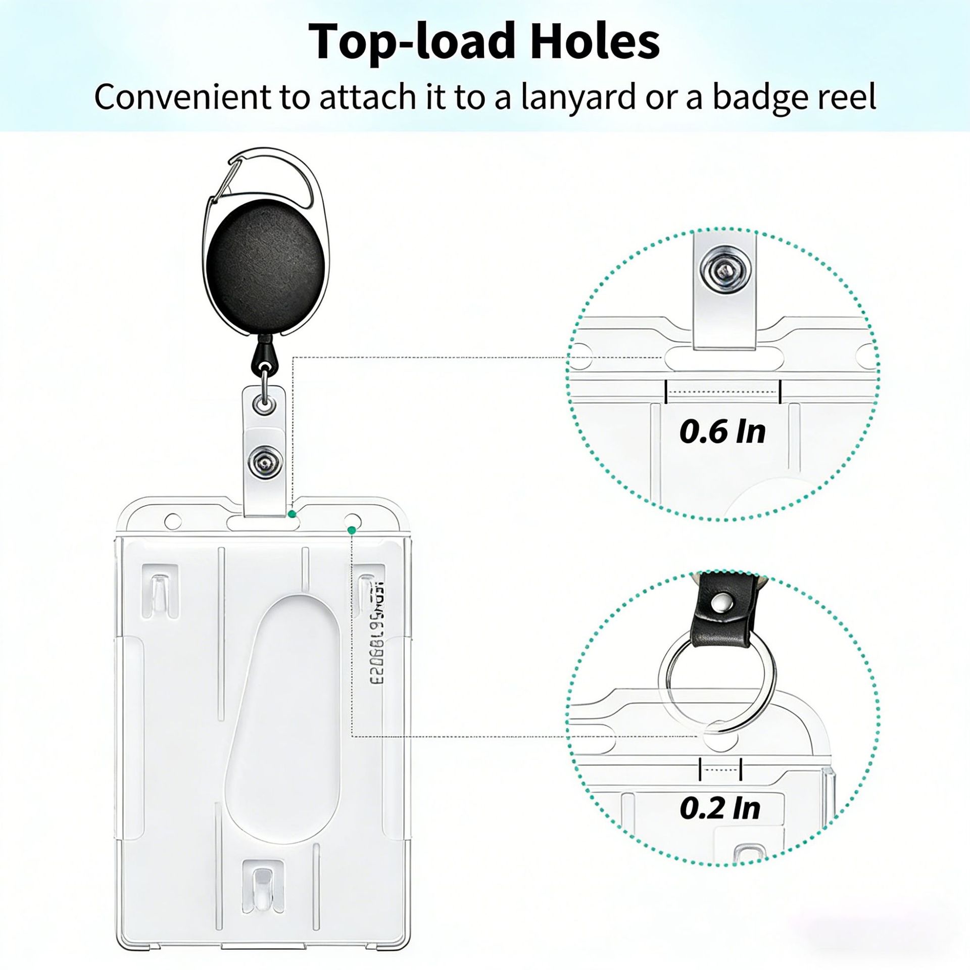 In-stock transparent hard plastic PS double-sided thumb push card holder, egg-shaped easy-pull buckle vertical ID work permit card holder Specification image