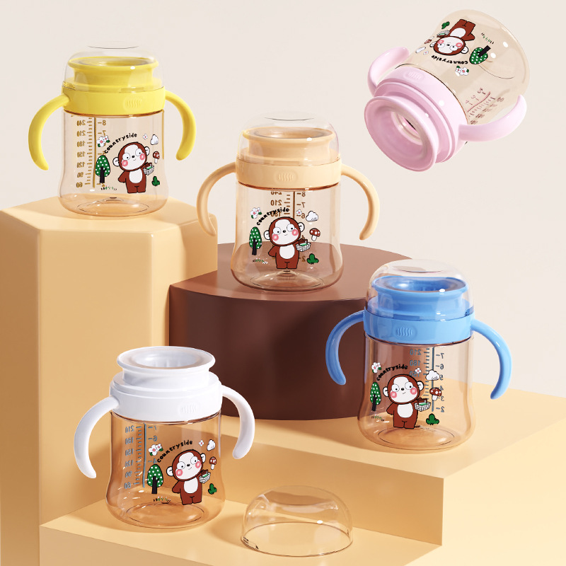 儿童水杯婴幼儿防呛学饮杯宝宝防滴漏嘬口杯儿童直饮杯ppsu水杯