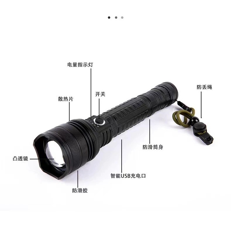 p90 high-intensity long-range zoom, retractable zoom, USB charging, outdoor lighting, rainproof LED aluminum alloy flashlight factory Application Scenario