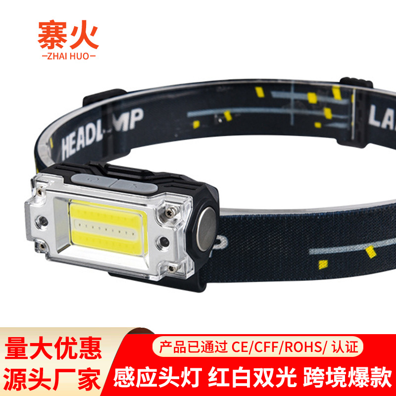 头灯/头灯钓鱼灯/头灯可以换电池/头戴式户外灯/康铭头灯白底实物图
