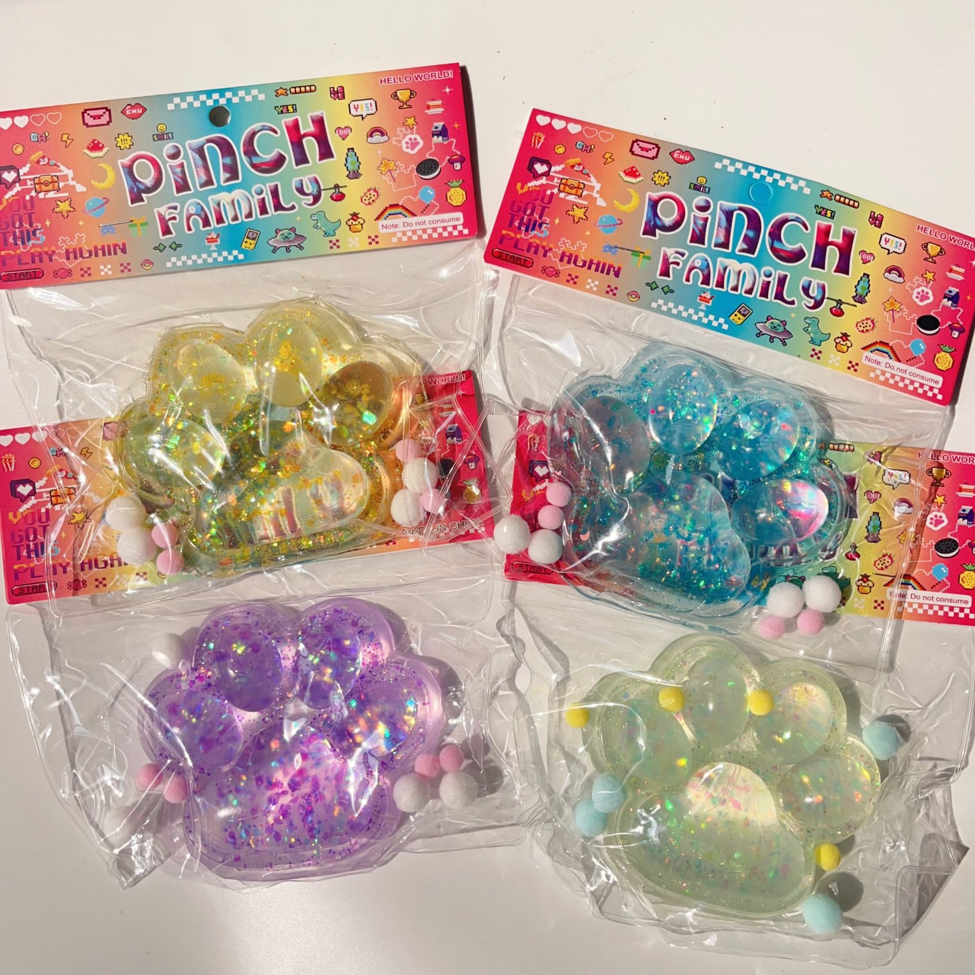 Cross-border soft sticky crystal cat paw Flash Aurora Ice transparent gold powder toy magic tool