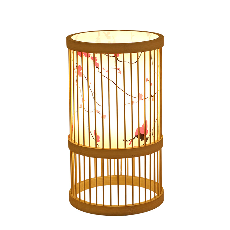 Bamboo weaving lamps, Chinese-style tea room, homestay, guest room, living room, Zen tea, new Chinese-style lanterns, creative Japanese bamboo art table lamps Item Picture