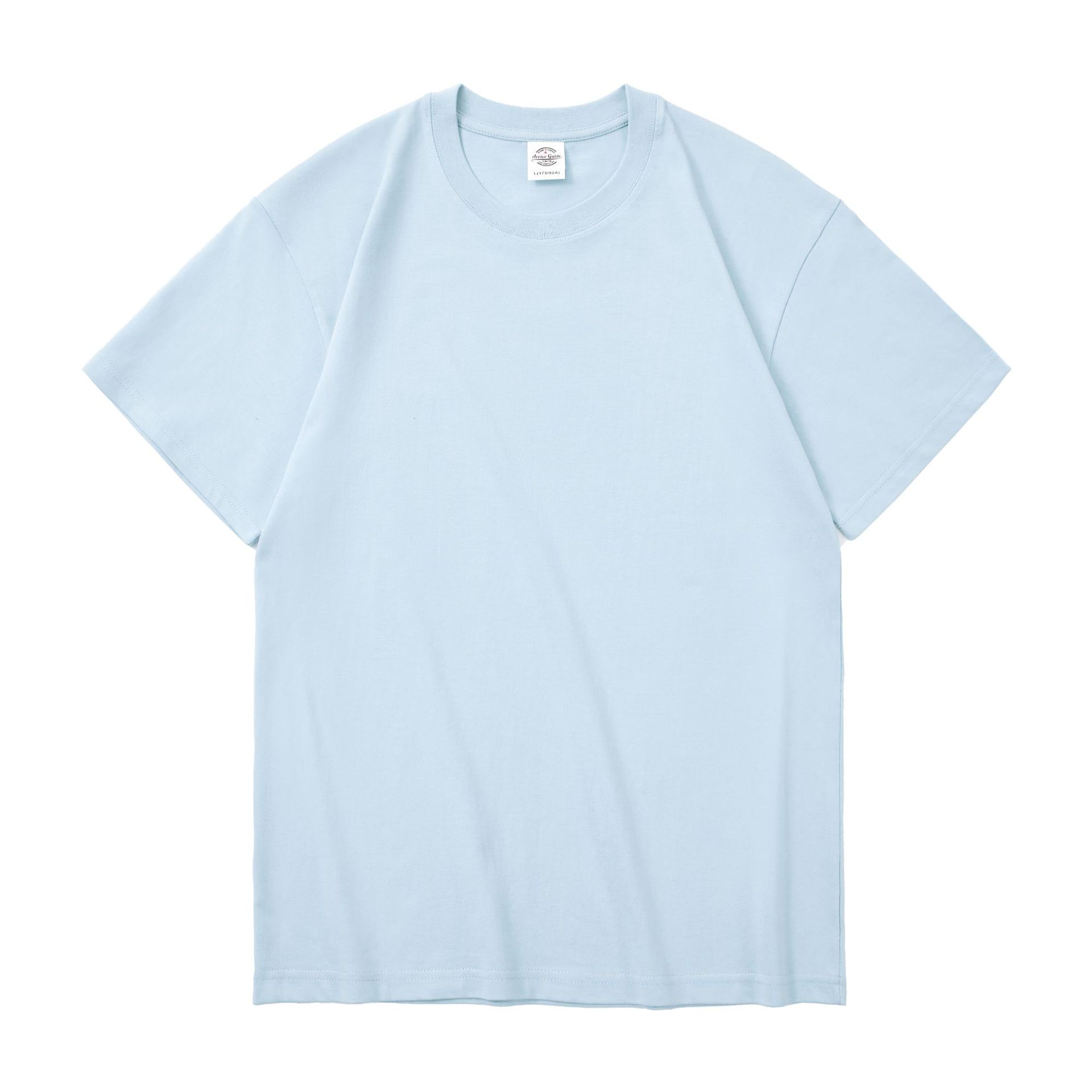 Yiwu warehouse 230g cotton men's round-neck short-sleeved T-shirt, solid color blank base layer shirt, group uniform Item Picture