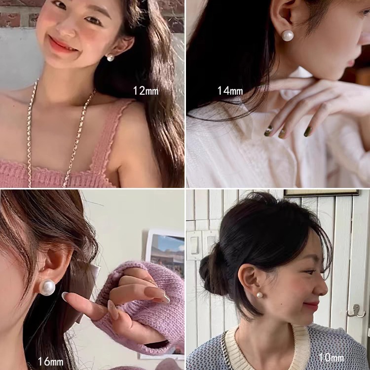 All-size 999 sterling silver high-gloss Shijia steamed bun pearl stud earrings, women's retro light luxury earrings, commuting fashion earrings Application Scenario