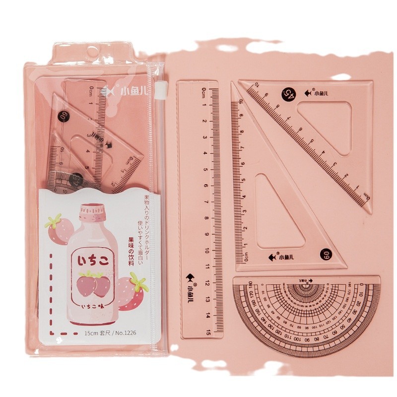 20cm塑料尺/22cm三角尺/套尺/尺子套装/文具白底实物图