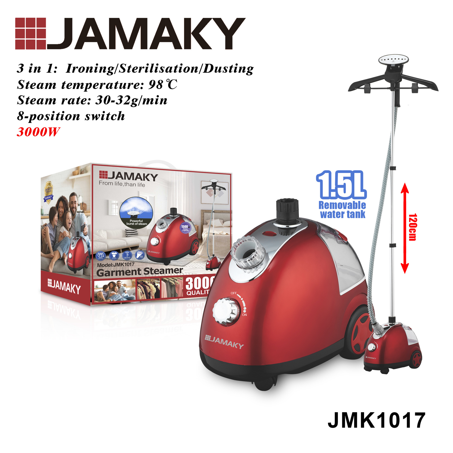 JAMAKY 蒸汽挂烫机烫衣服专用立式家用服装店大功率熨斗熨烫机