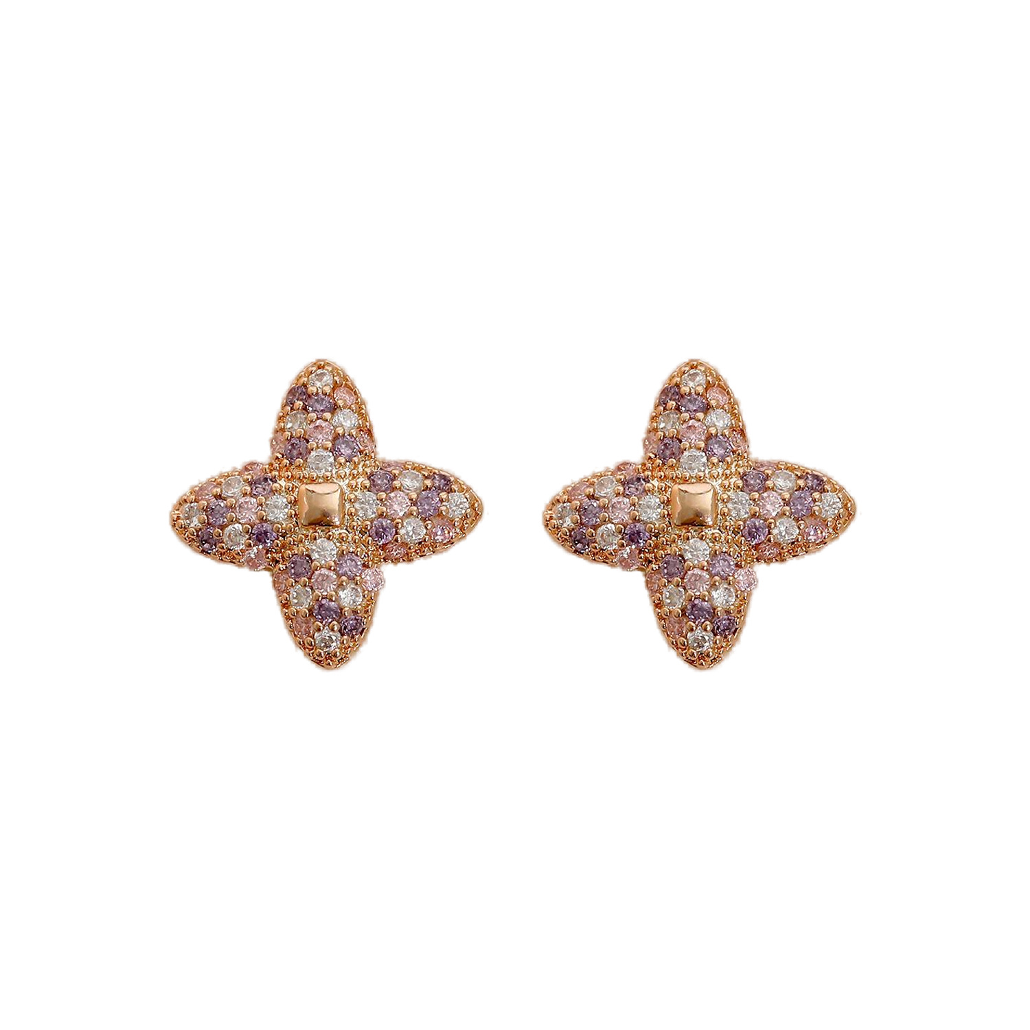 Hyacinth925 agujas de plata atmosférico premium sense ligeros pendientes de lujo de alta calidad circonitas micro incrustaciones triples flores de cuatro hojas pendientes mujer Item Picture
